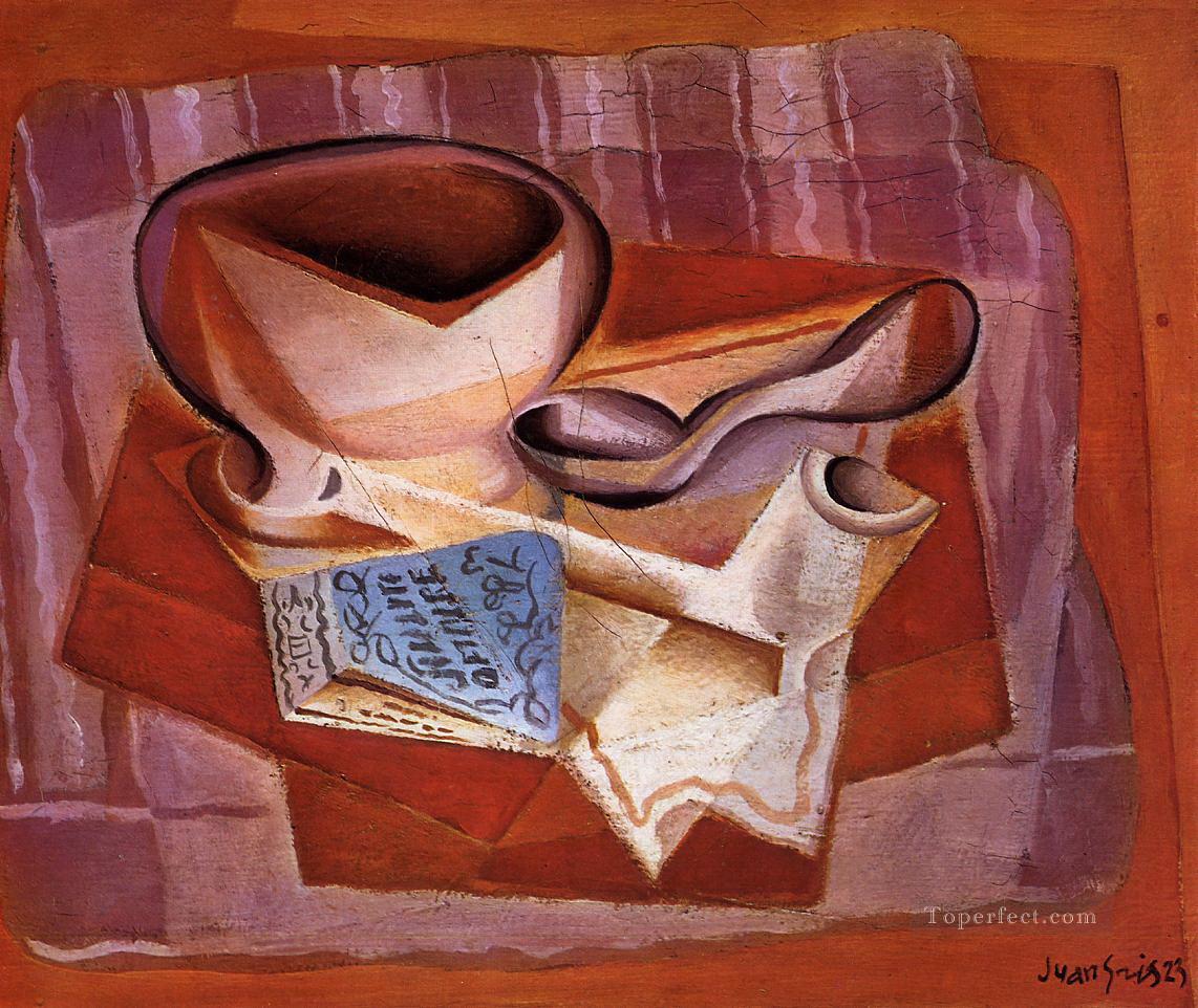 bowl book and spoon Juan Gris Oil Paintings